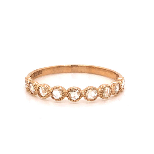 Modern Round Rose Cut Diamond Band in 14k Yellow Gold