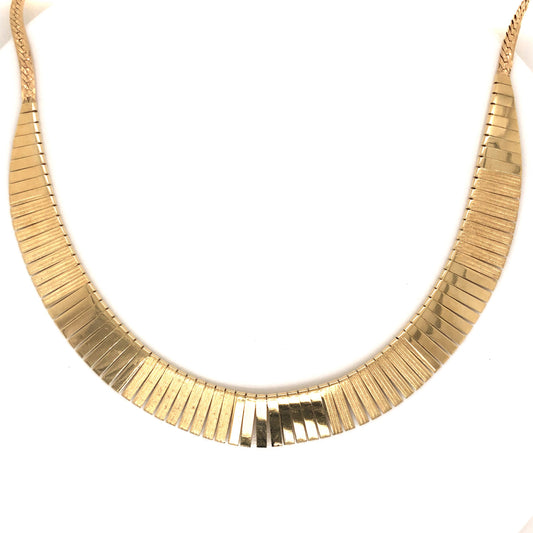 Mid-Century Collar Necklace in 14k Yellow Gold