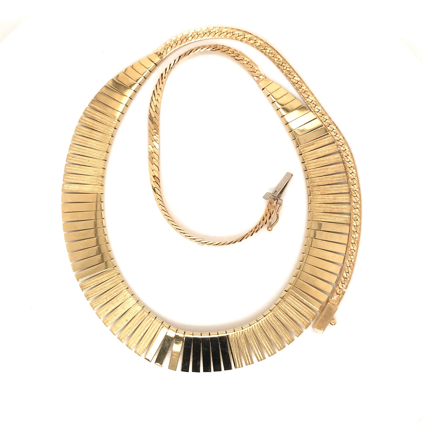 Mid-Century Collar Necklace in 14k Yellow Gold