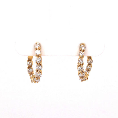 Curved Diamond Hoop Earrings in 18k Yellow Gold