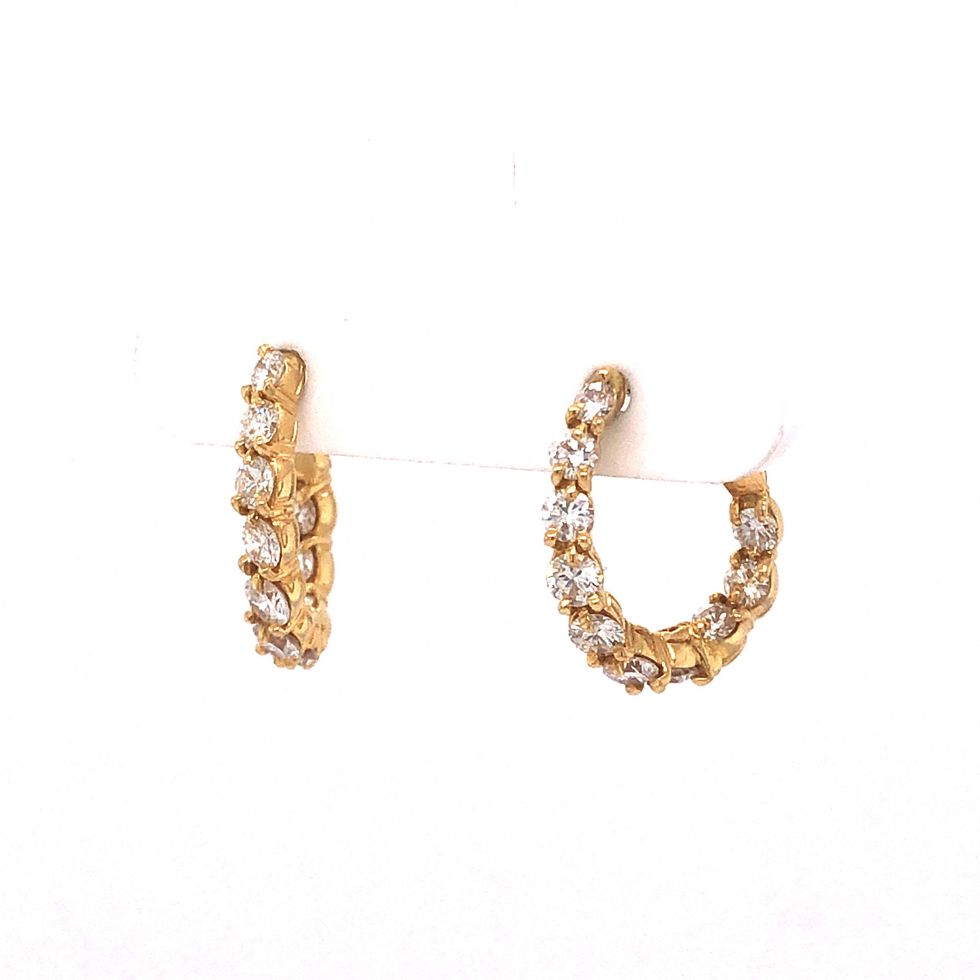 Curved Diamond Hoop Earrings in 18k Yellow Gold