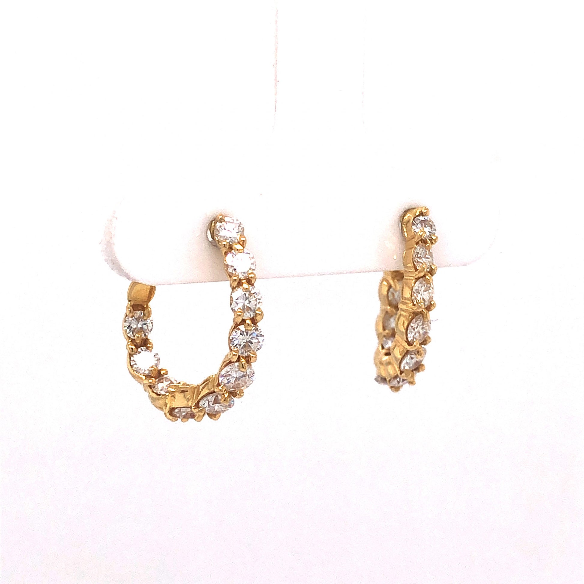 Curved Diamond Hoop Earrings in 18k Yellow Gold