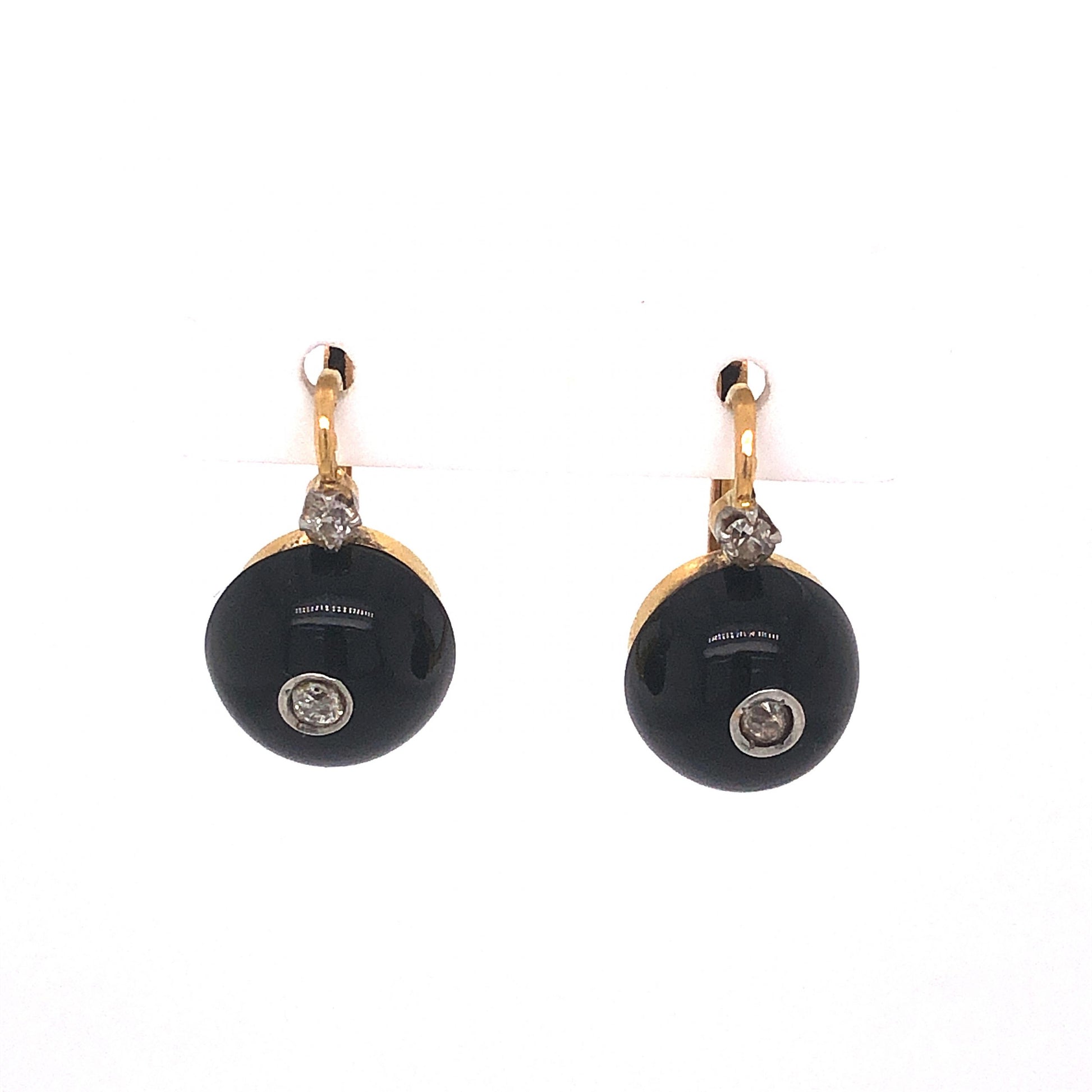 Victorian Onyx & Diamond Drop Earrings in 14k Yellow Gold - Filigree  Jewelers