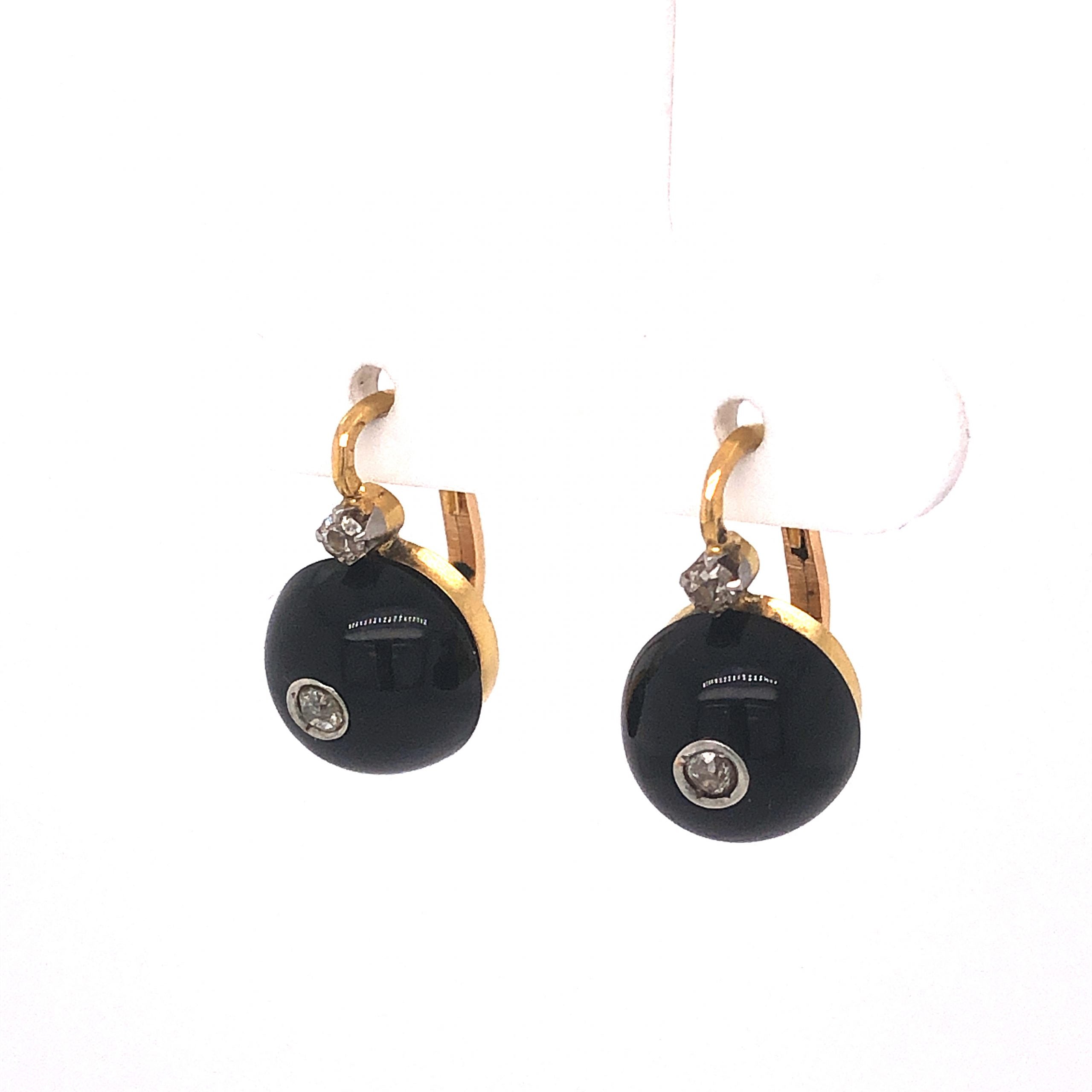 14k yellow gold onyx buy earrings- VINTAGE