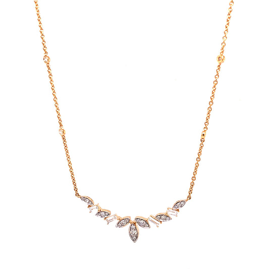 Baguette & Round Diamond Pendant Necklace in 18k Yellow Gold