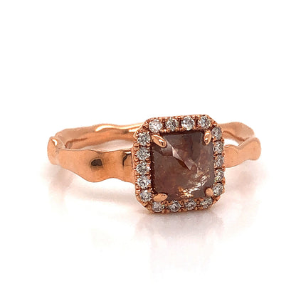 Rustic Cognac Diamond Engagement Ring in 18K Rose Gold