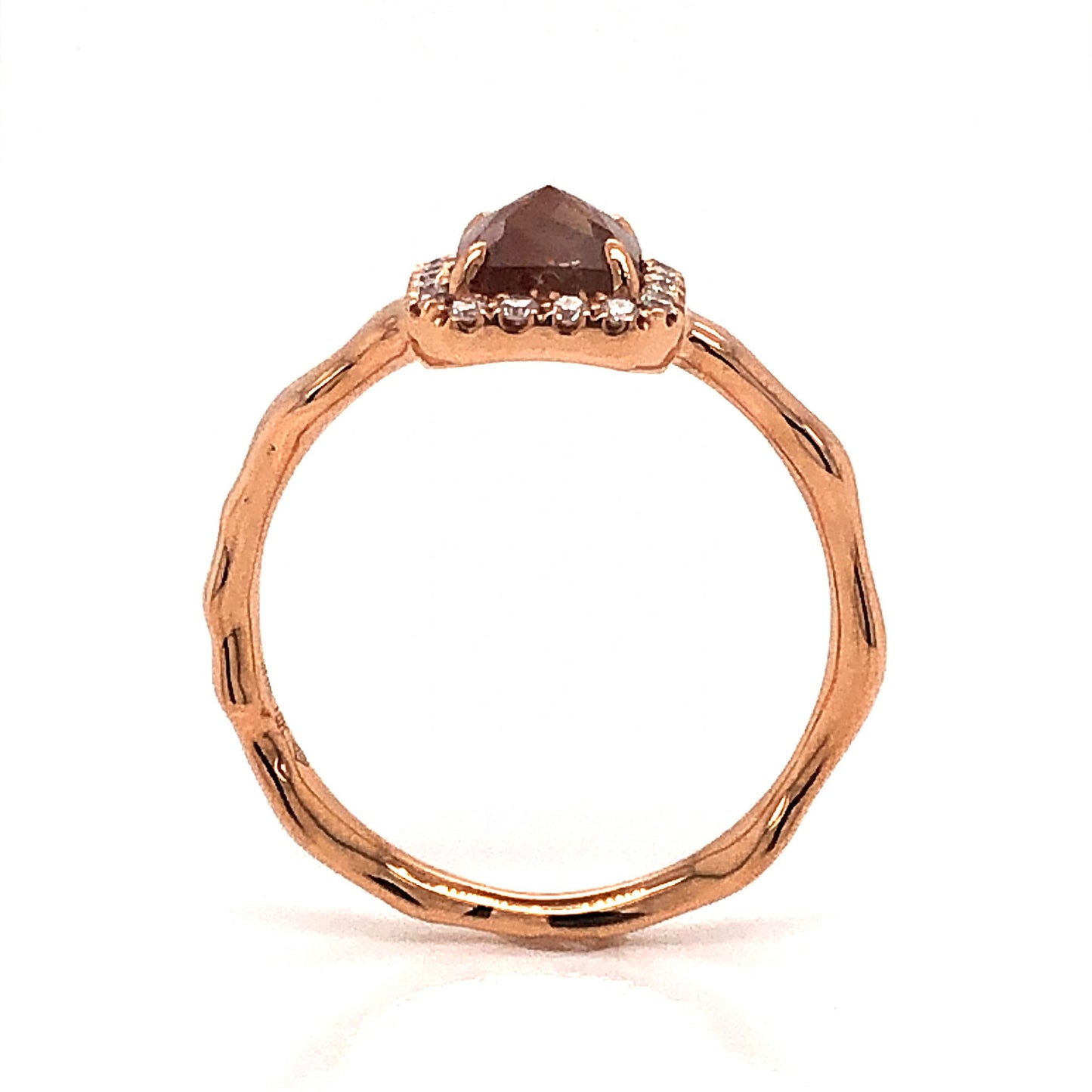 Rustic Cognac Diamond Engagement Ring in 18K Rose Gold