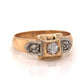 Retro Three Stone Diamond Engagement Ring 14k Gold