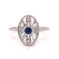 Art Deco Inspired Sapphire & Diamond Ring in 18k White Gold
