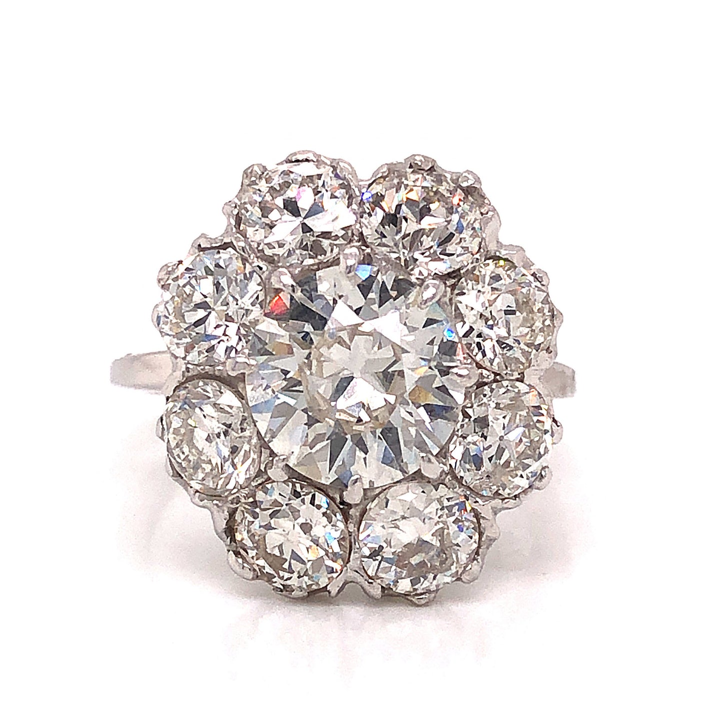 5.31 Art Deco Diamond Cluster Engagement Ring in Platinum