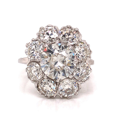 5.31 Art Deco Diamond Cluster Engagement Ring in Platinum