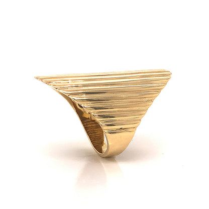 Ridged Cocktail Ring 18k Yellow Gold