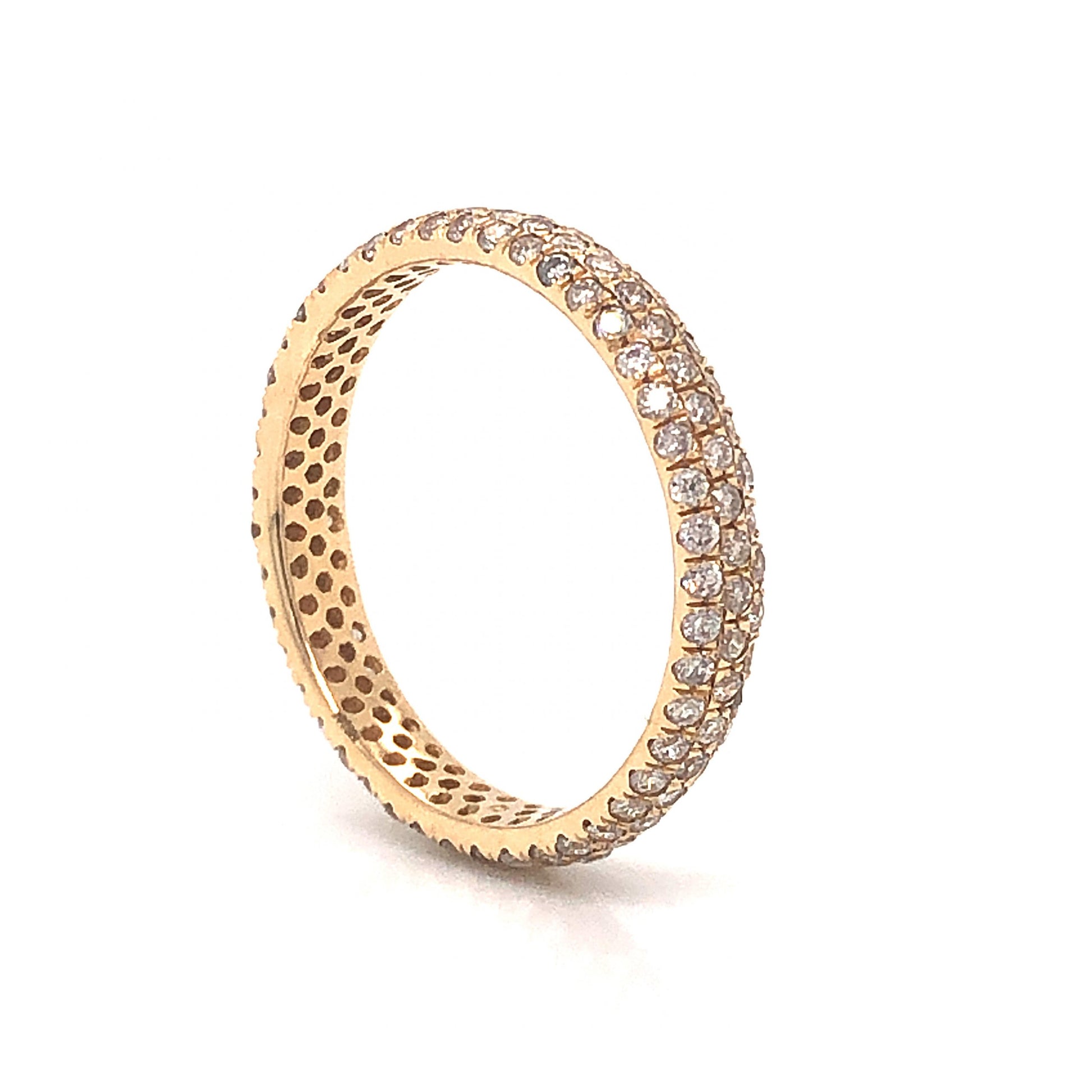 Pave Diamond Eternity Band in 14k Yellow GoldComposition: 14 Karat Yellow GoldRing Size: 7Total Diamond Weight: .88 ctTotal Gram Weight: 1.9 g