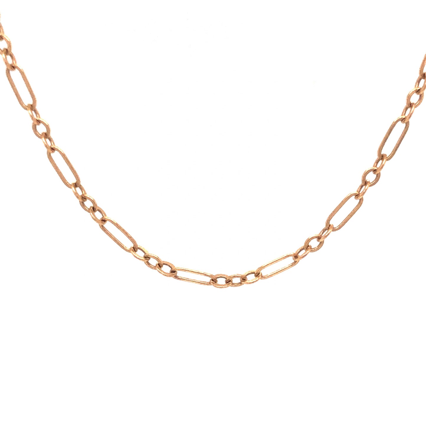 Art Deco Paperclip Chain Necklace in 14k Yellow Gold