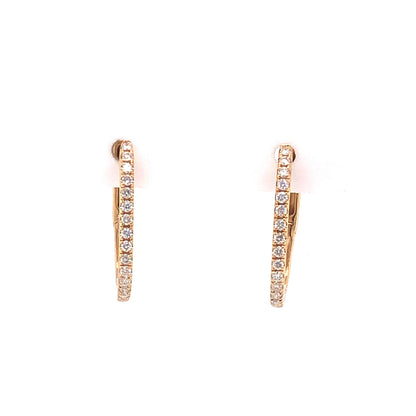 Elongated Diamond Hoop Earrings in 18k Yellow Gold