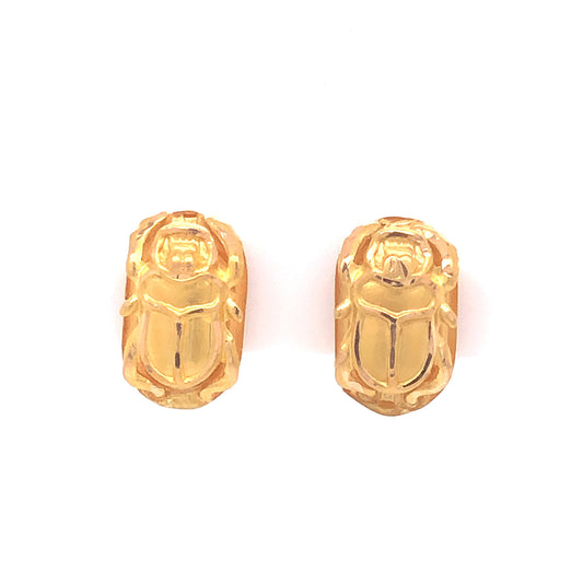 Scarab Beetle Stud Earrings in 18k Yellow Gold