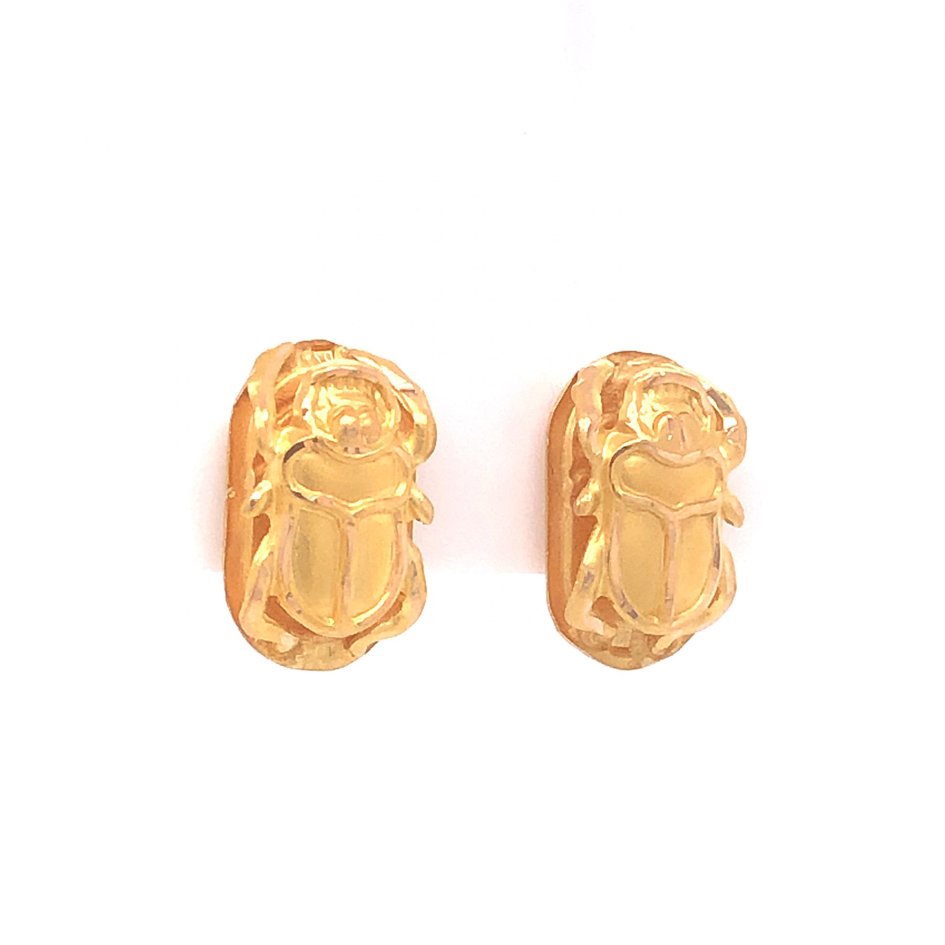 Scarab Beetle Stud Earrings in 18k Yellow Gold