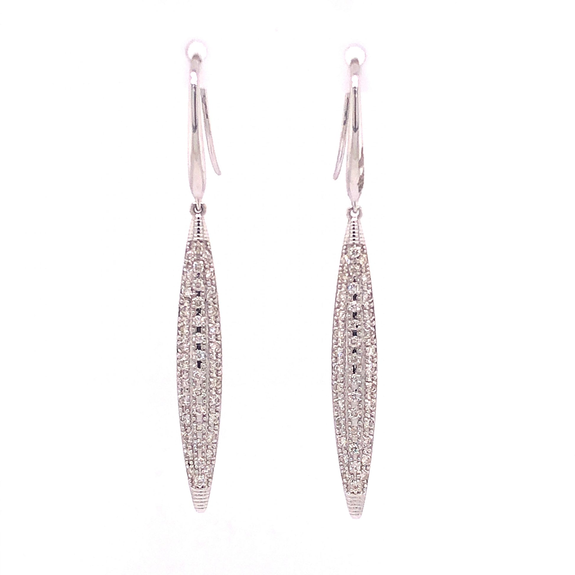 Antique Inspired Diamond Drop Earrings in 14k White Gold