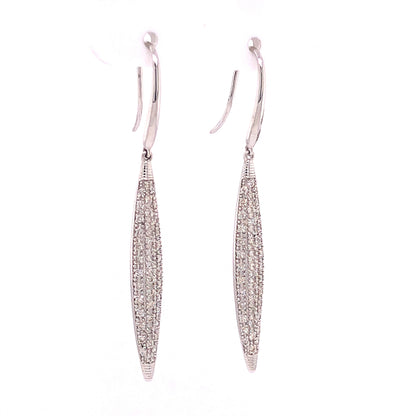 Antique Inspired Diamond Drop Earrings in 14k White Gold