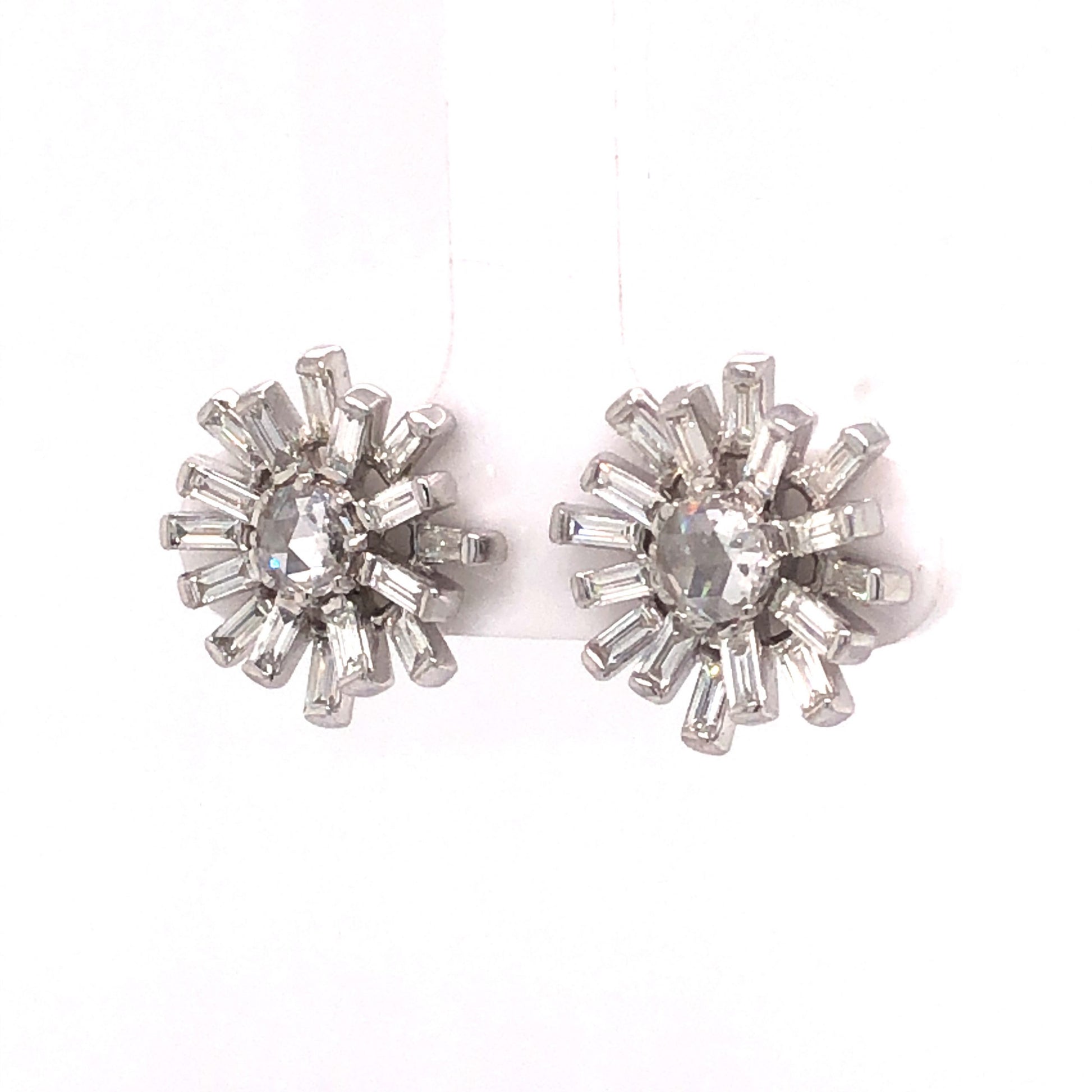 Sunburst Diamond Earring Studs in 18k White GoldComposition: 18 Karat White GoldTotal Diamond Weight: 1.64 ctTotal Gram Weight: 5.4 gInscription: 18k