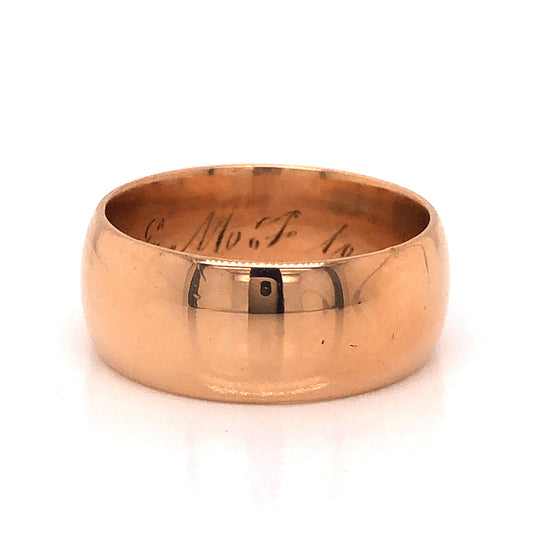 Victorian Half Round Wedding Band in 18k Yellow Gold