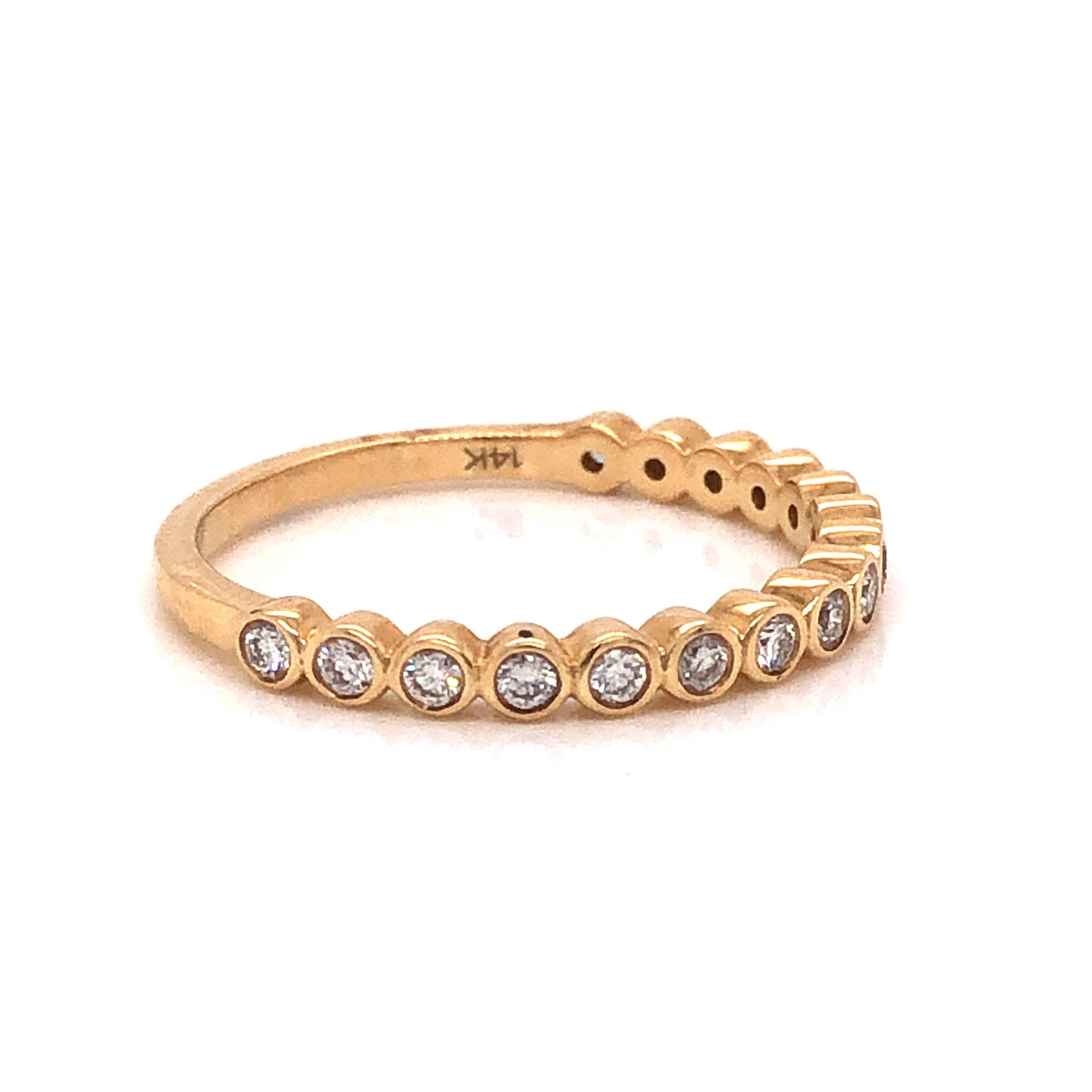 Bezel Set Half Eternity Diamond Band in 14k Yellow Gold