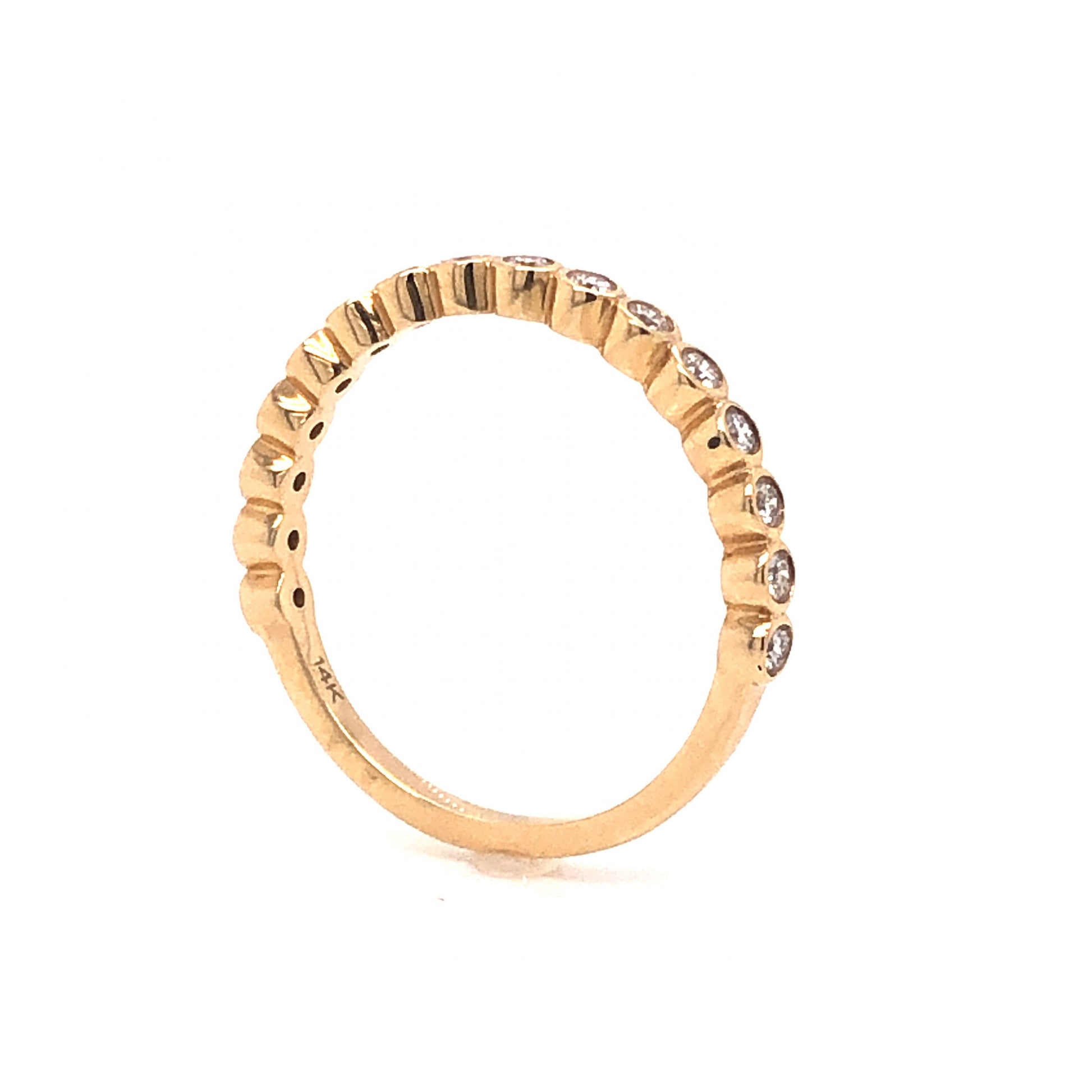 Bezel Set Half Eternity Diamond Band in 14k Yellow Gold