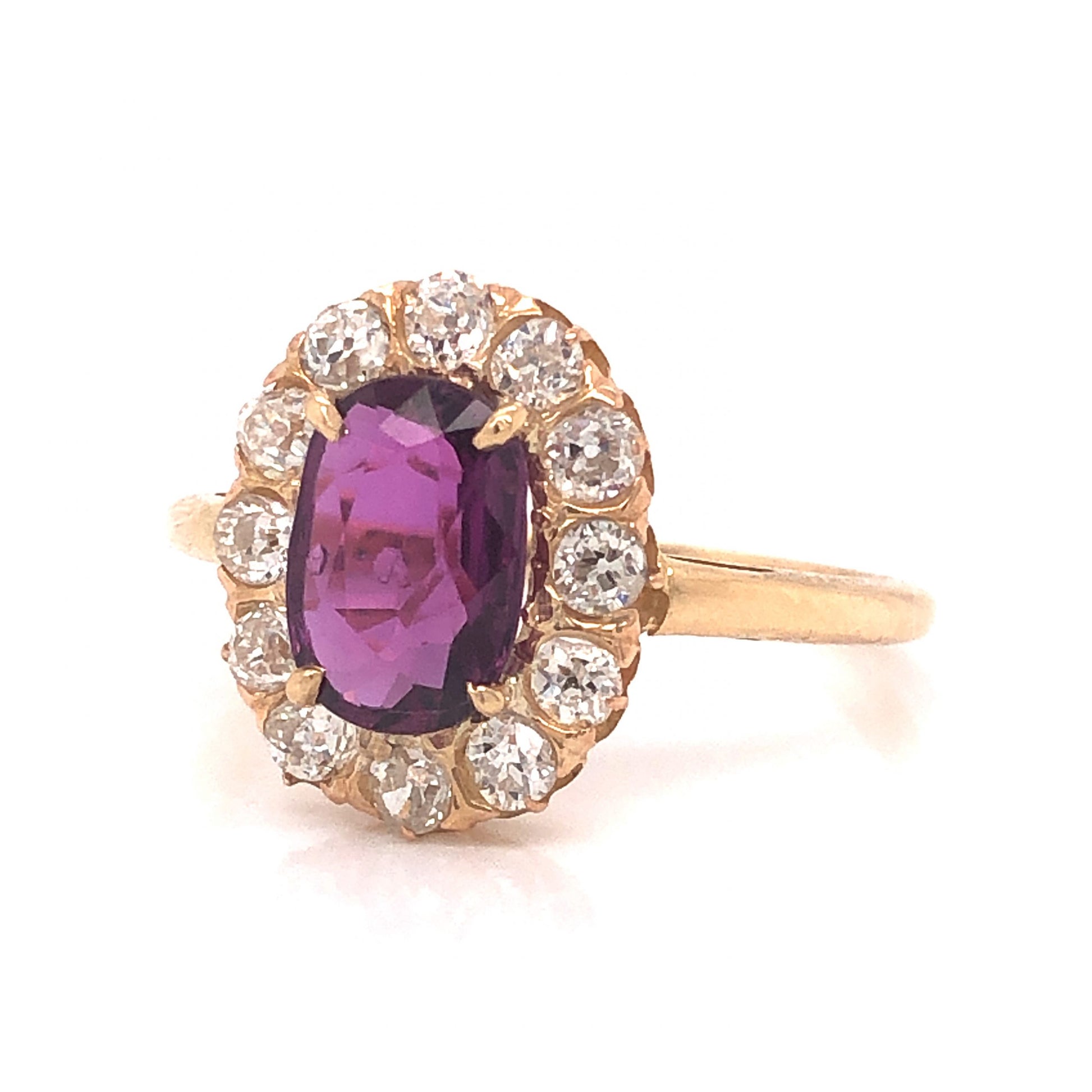 Victorian Ruby & Diamond Engagement Ring in 14k Yellow Gold