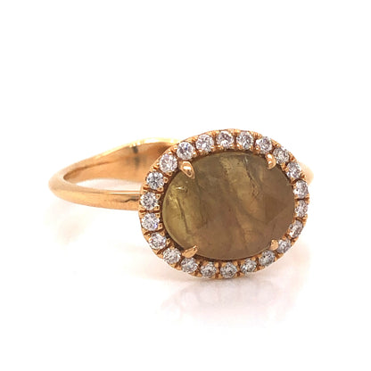 Golden Rustic Diamond Engagement Ring in 18k