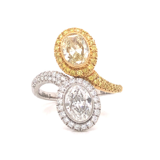 Yellow Diamond Toi Et Moi Ring in 18k Gold & Platinum