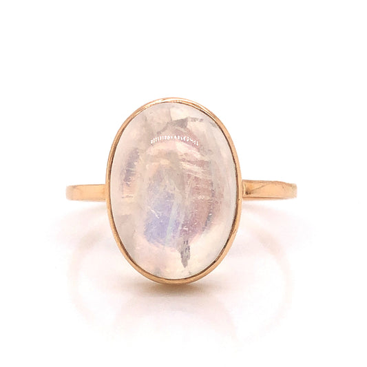 Bezel Set Moonstone Ring in 14k Yellow Gold