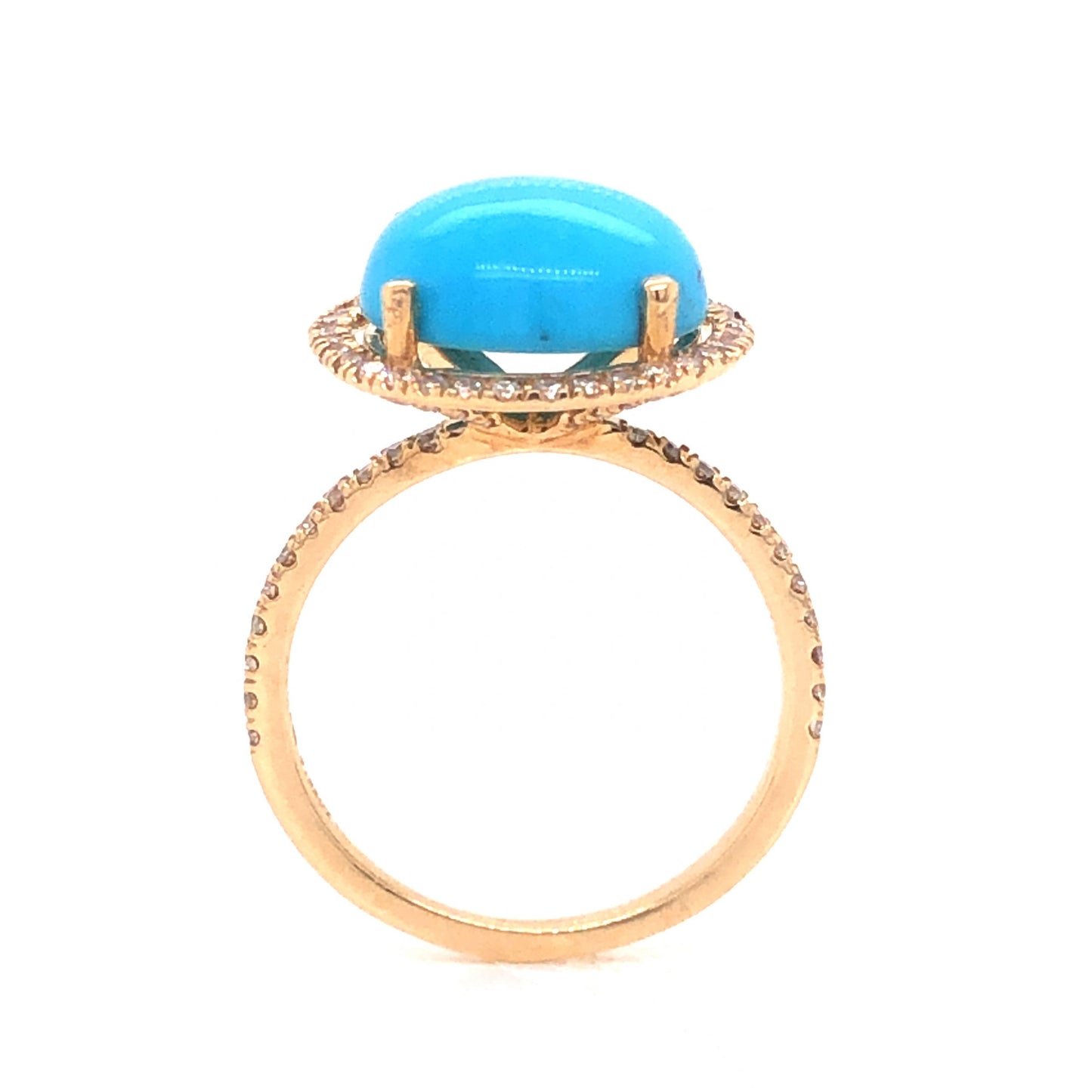 Turquoise & Diamond Halo Ring in 14k Yellow Gold