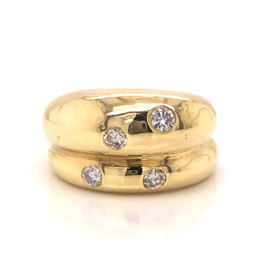 Flush Set Diamond Cocktail Ring 18k Yellow Gold