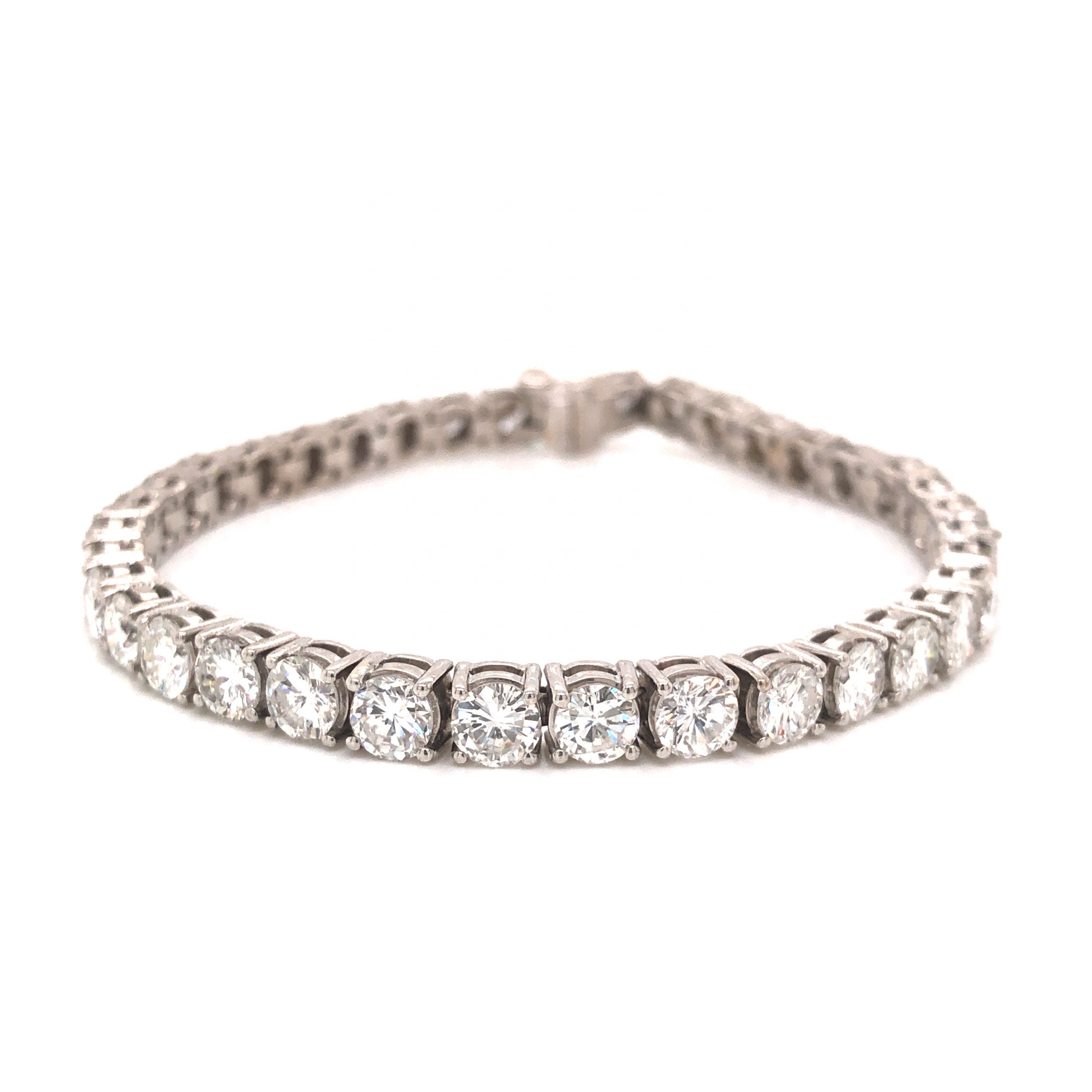 13 Carat Diamond Tennis Bracelet in 14k White Gold - Filigree Jewelers