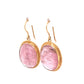 Pink Tourmaline Drop Earrings in 18k Yellow Gold