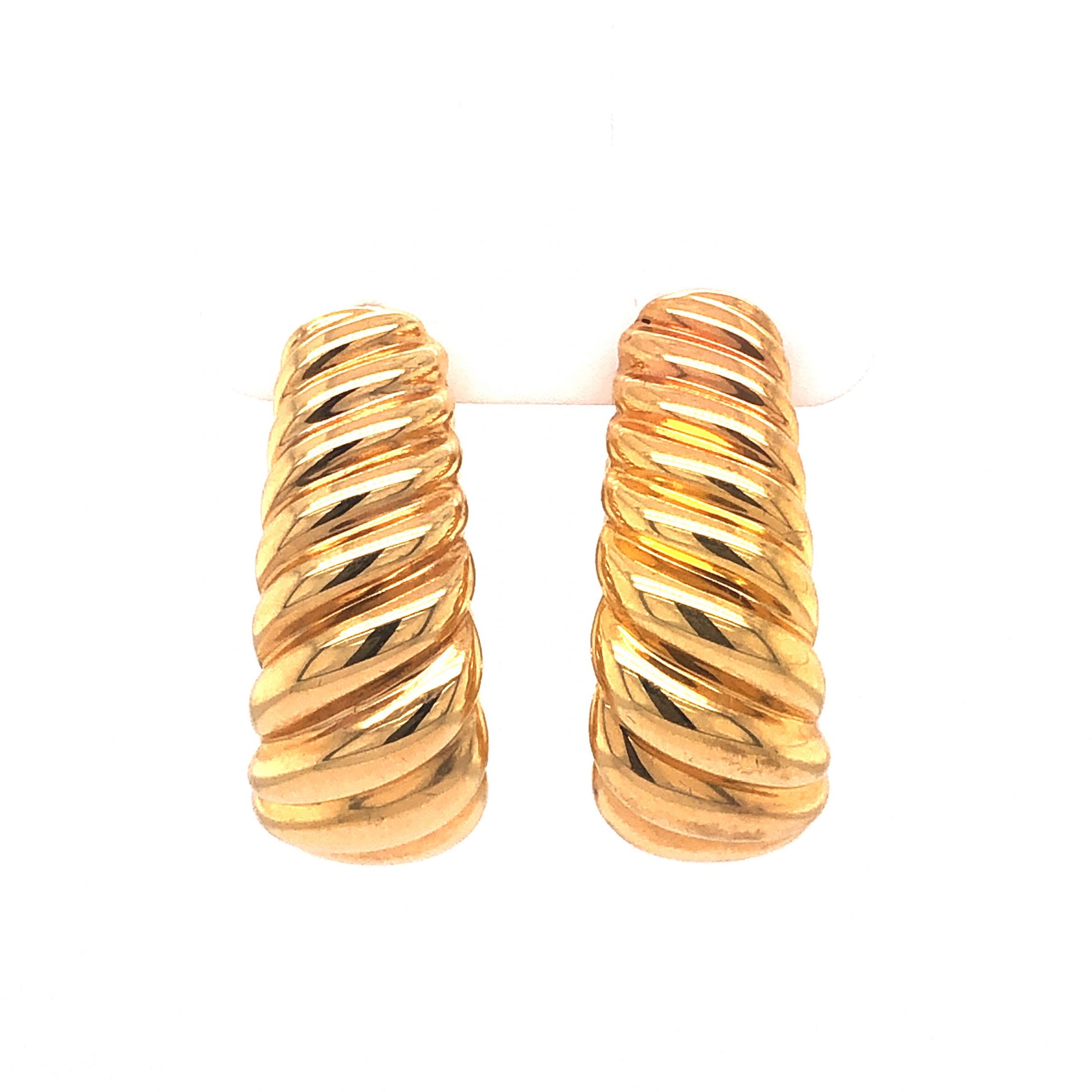 Rope Textured Hoop Earrings in 14k Yellow GoldComposition: 14 Karat Yellow Gold Total Gram Weight: 8.5 g Inscription: 14k MILOR ITALY
      