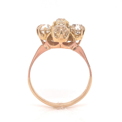 Victorian Five Diamond Cluster Ring in 14k Yellow Gold