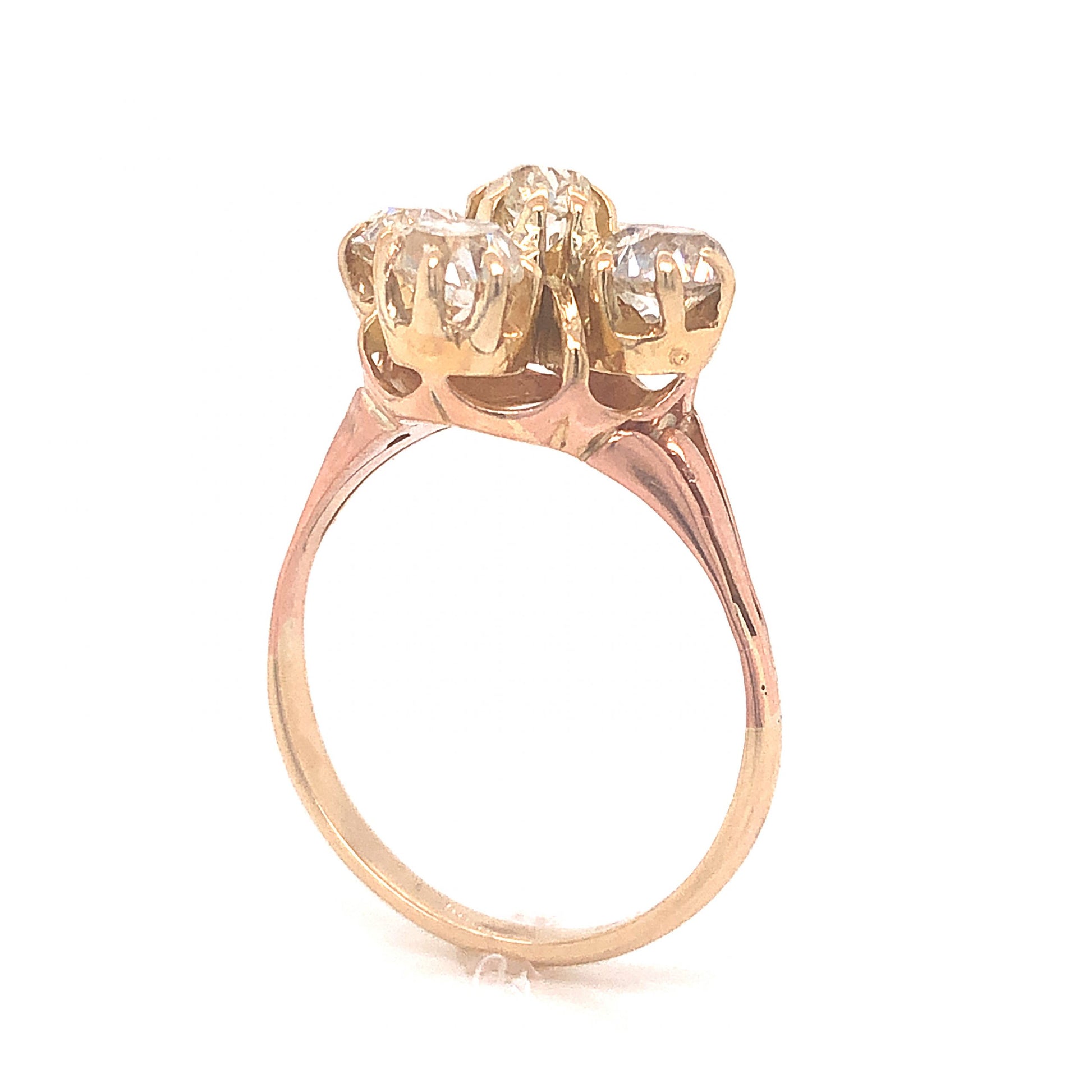 Victorian Five Diamond Cluster Ring in 14k Yellow GoldComposition: 14 Karat Yellow Gold/14 Karat Rose Gold Ring Size: 8 Total Diamond Weight: 2.45ct Total Gram Weight: 5.4 g