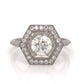 Hexagon Antique Inspired Diamond Engagement Ring in Platinum