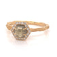 Hexagon Rustic Diamond Engagement Ring in 18k Yellow Gold
