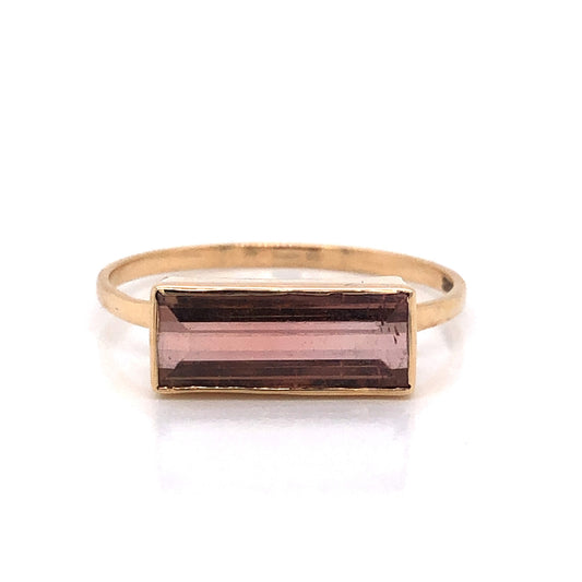 Bezel Set Pink Tourmaline Ring in 14k Yellow Gold