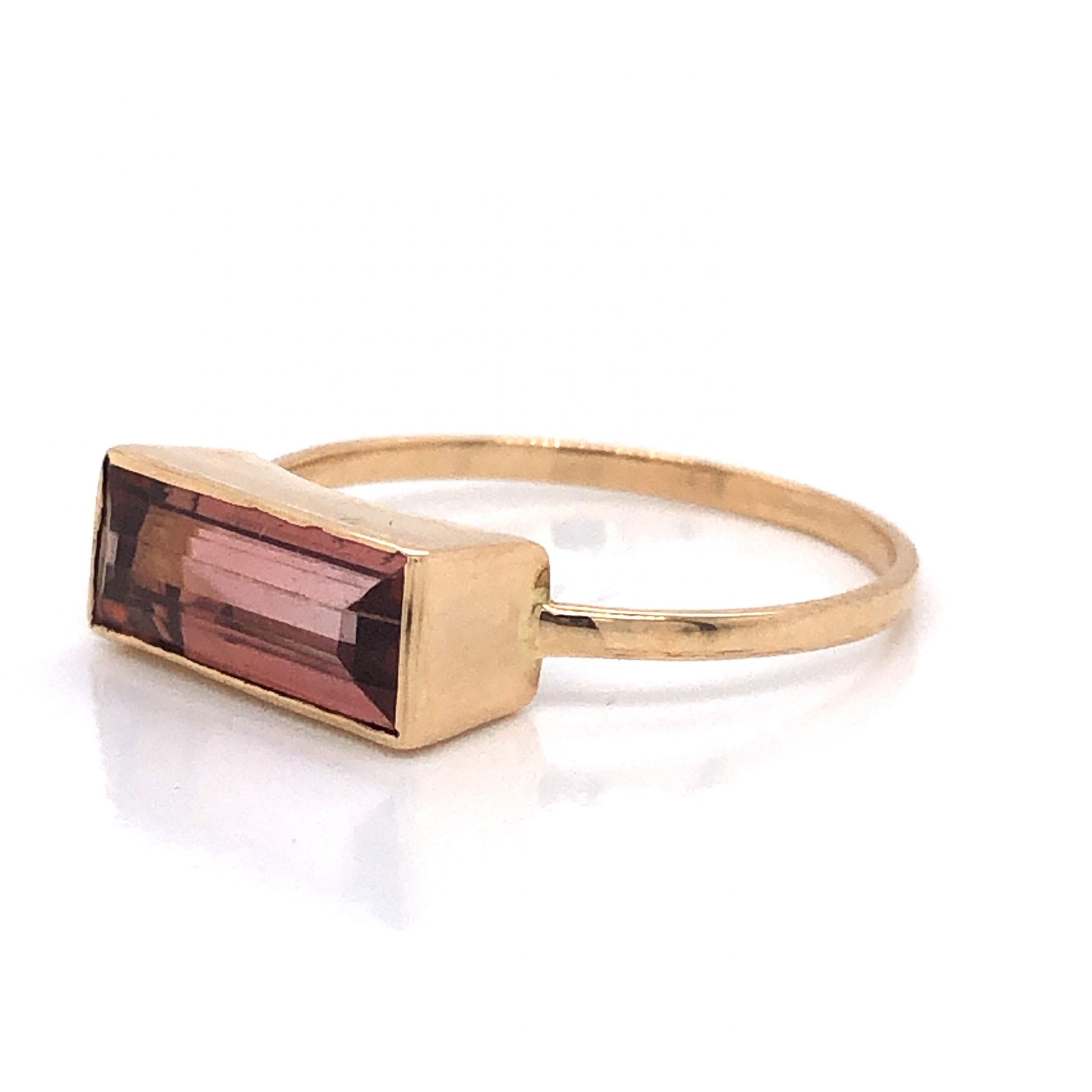 Bezel Set Pink Tourmaline Ring in 14k Yellow Gold