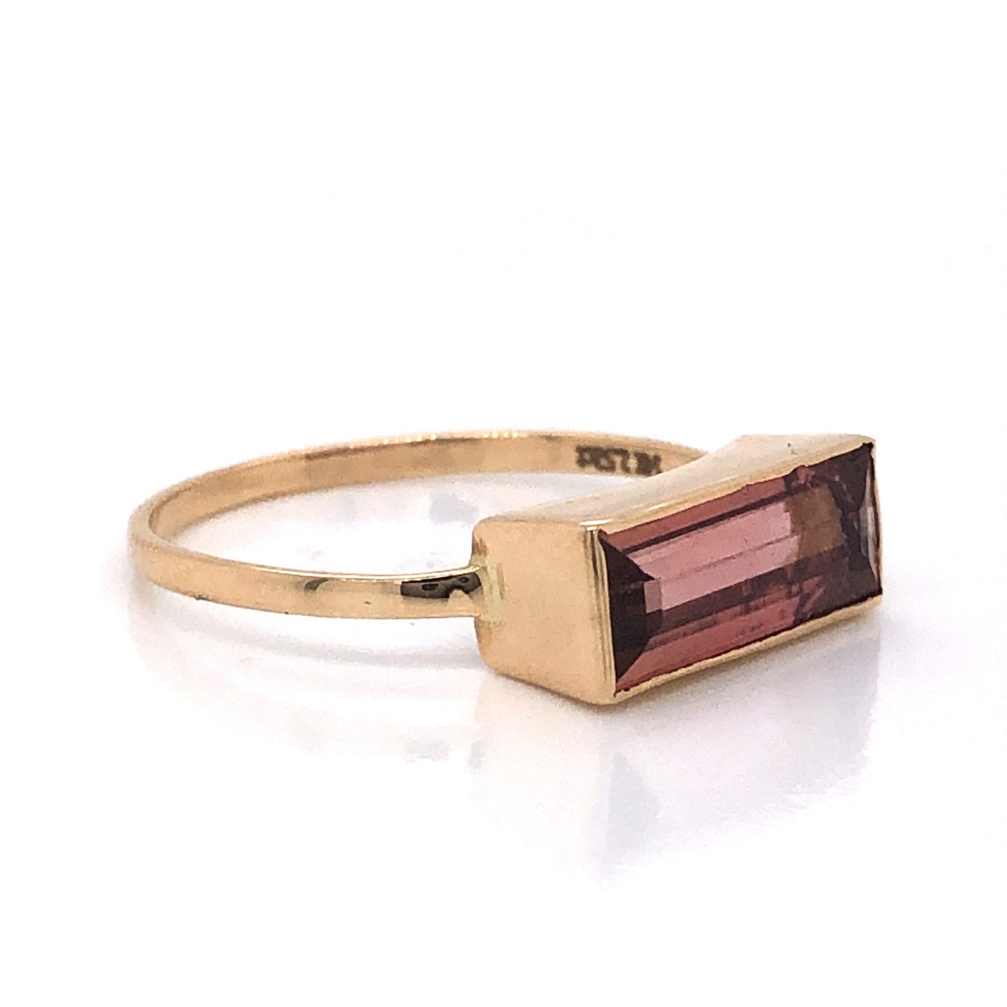 Bezel Set Pink Tourmaline Ring in 14k Yellow Gold