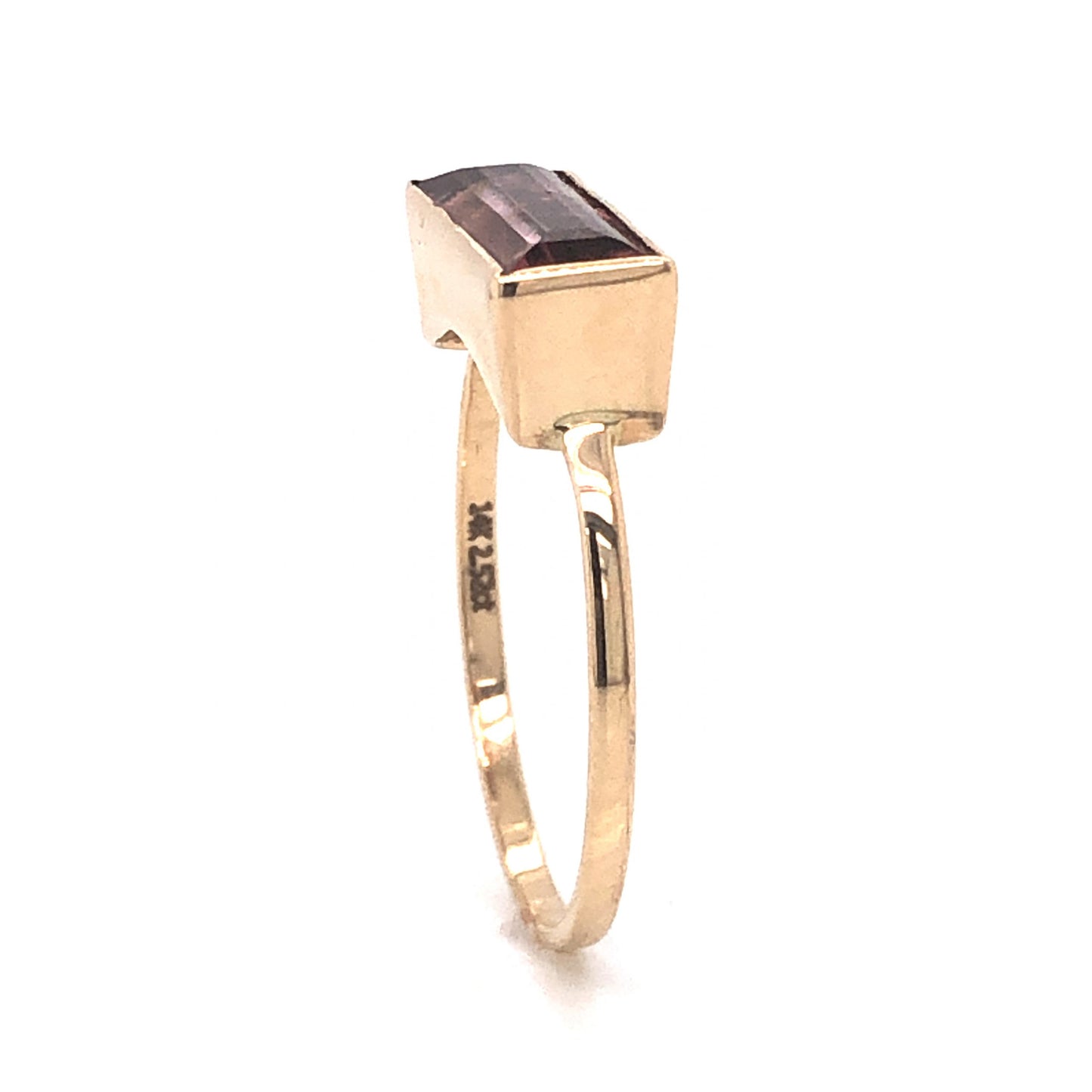 Bezel Set Pink Tourmaline Ring in 14k Yellow Gold