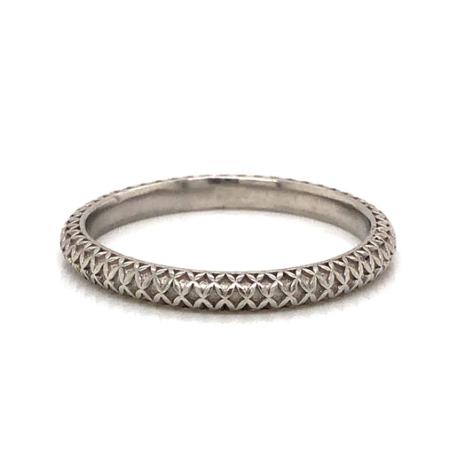 Art Deco Patterned Wedding Band in Platinum