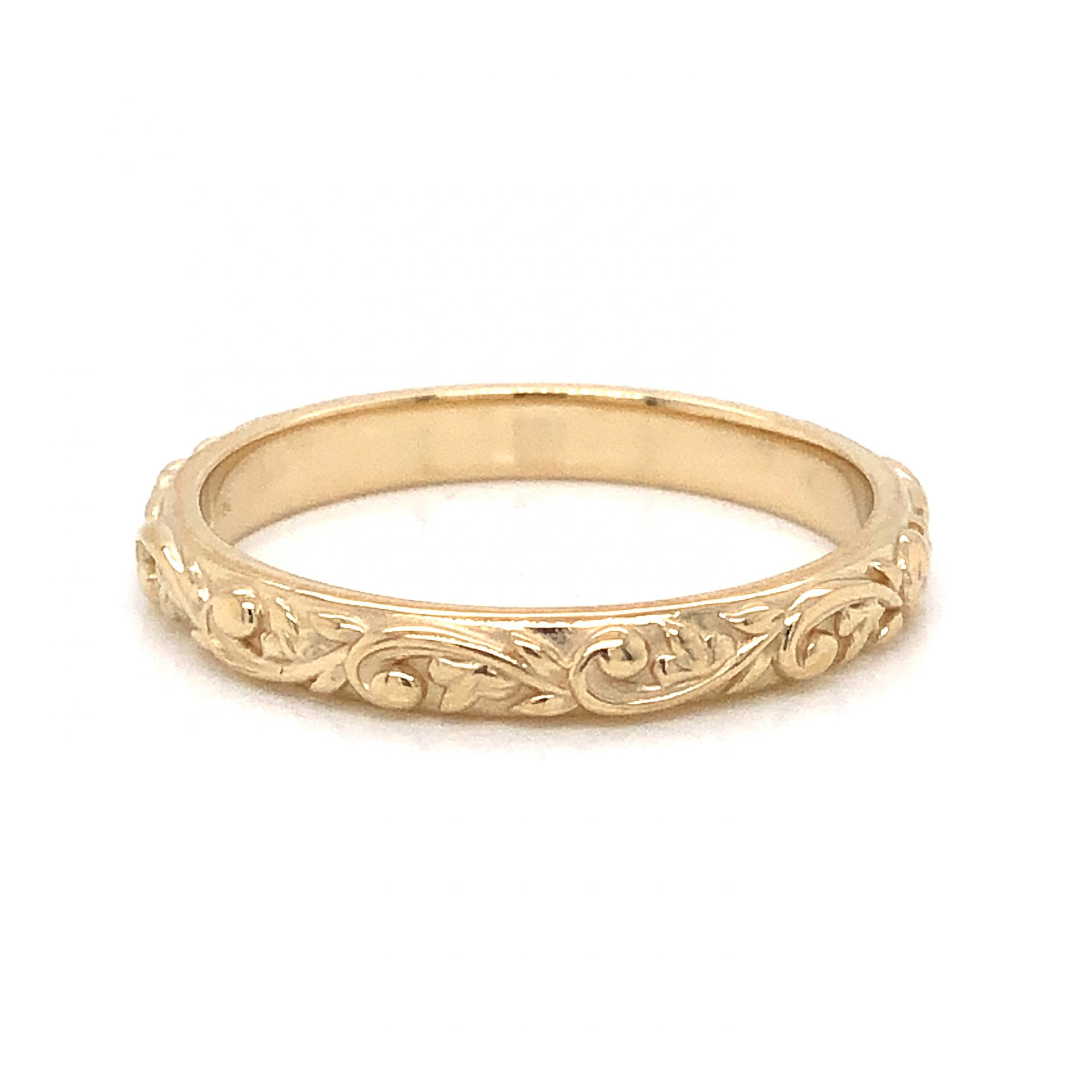 Vintage Inspired Filigree Wedding Band in 14k Yellow Gold - Filigree ...