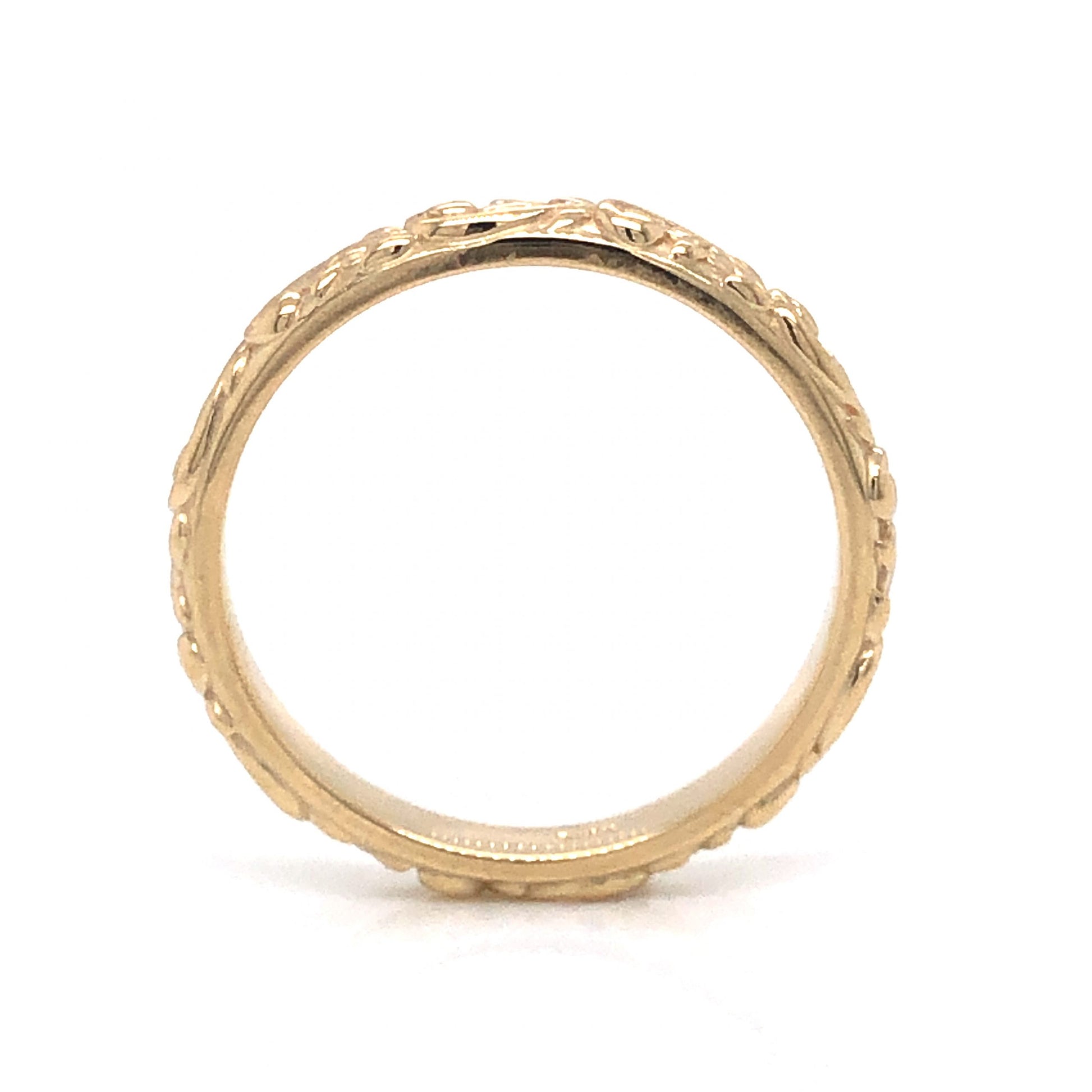 Vintage Inspired Filigree Wedding Band in 14k Yellow GoldComposition: 14 Karat Yellow Gold Ring Size: 7 Total Gram Weight: 2.9 g Inscription: 14k
      