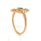 Antique Inspired Emerald & Diamond Ring in 18k Yellow Gold