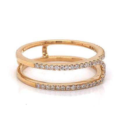 Pave Diamond Double Band Stacking Ring in 18k Yellow Gold