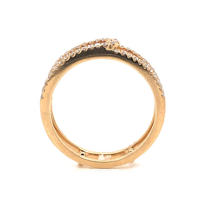 Pave Diamond Double Band Stacking Ring in 18k Yellow Gold